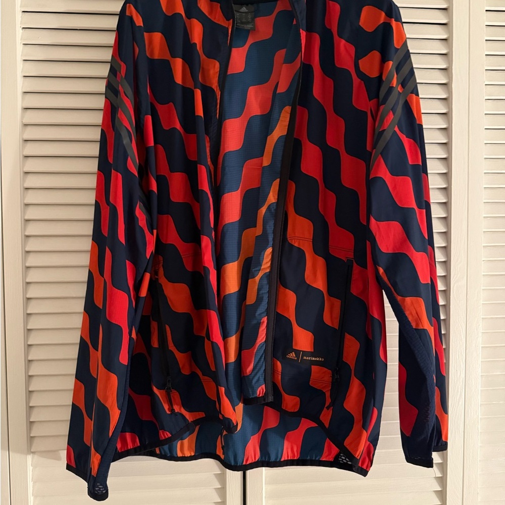 Adidas Women's Marimekko Run Icons 3-Stripes Hooded Windbreaker size 2XL